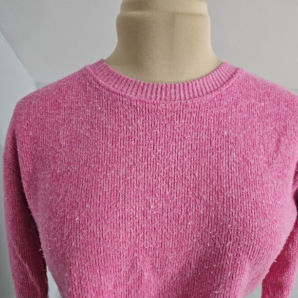 Zara Sweater Womens Small Cropped Pink Long Sleeve Soft Cozy Casual Balletcore - Picture 6 of 14